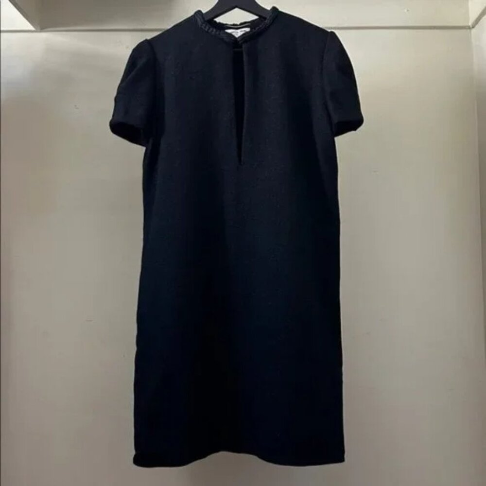 New Saint Laurent wool silk cap sleeve shift sheath boxy knee length mini dress - Picture 1 of 16